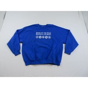 Home of the Free Because of the Brave Blue Sweatshirt Sz 2XL Y2K